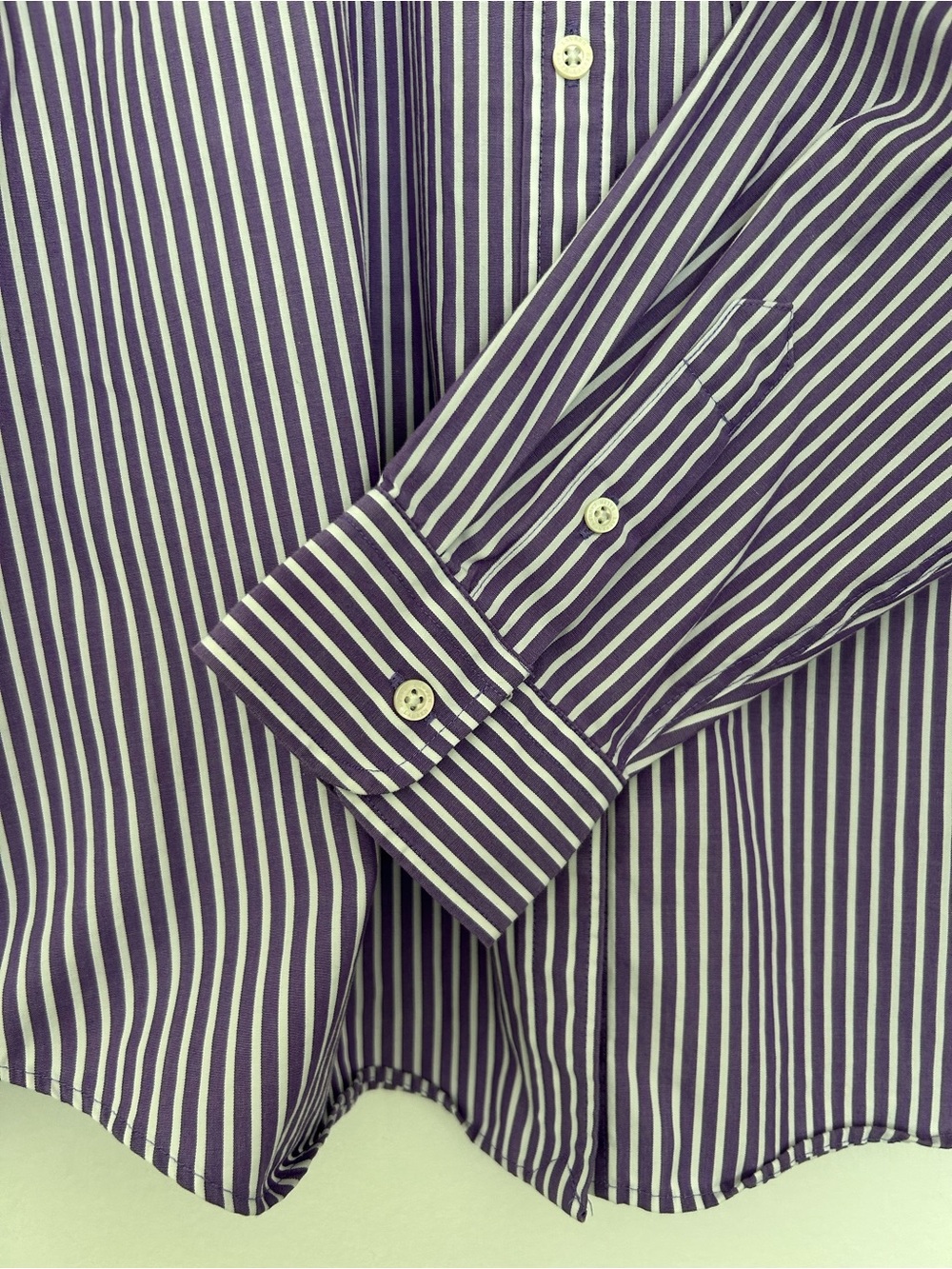 Lauren Ralph Lauren Women’s Purple and White Striped Dress Shirt Petite Large - Picture 3 of 9